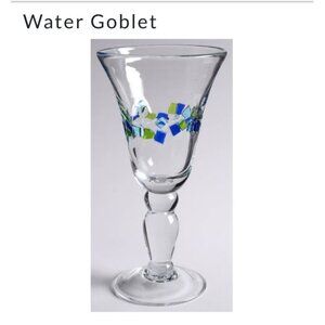 Harlequin II 8 oz water goblet Green and Blue Mosaic